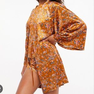 Savage x Fenty Dark Orange Floral Velvet Robe